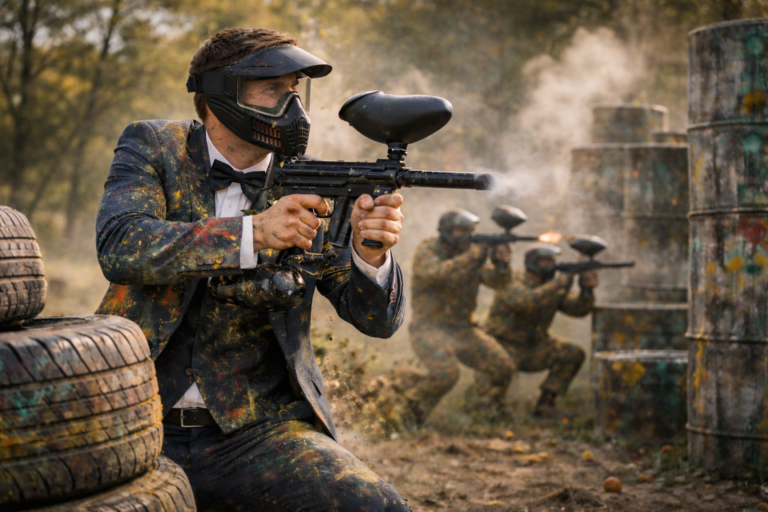 Rozlučka s partou kamarádů na paintballu Holešov - adrenalinová zábava před svatbou